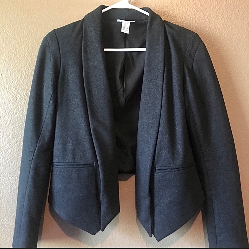 Bar lll Blue Blazer Jacket Asymmetrical Cropped back Fitted Small